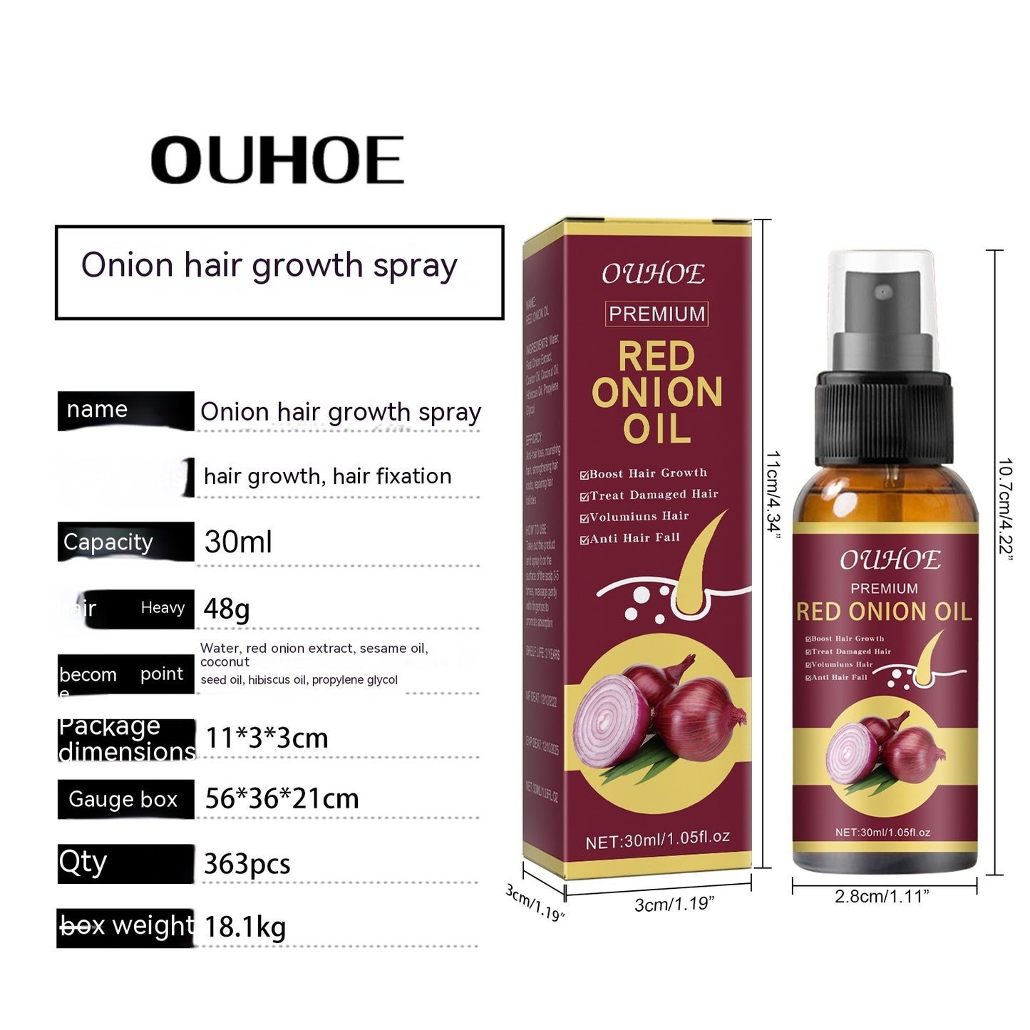 Onion Hair Essential Oil Spray